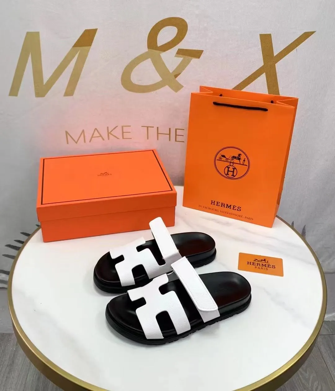 𝐇 leather Chypre Sandals