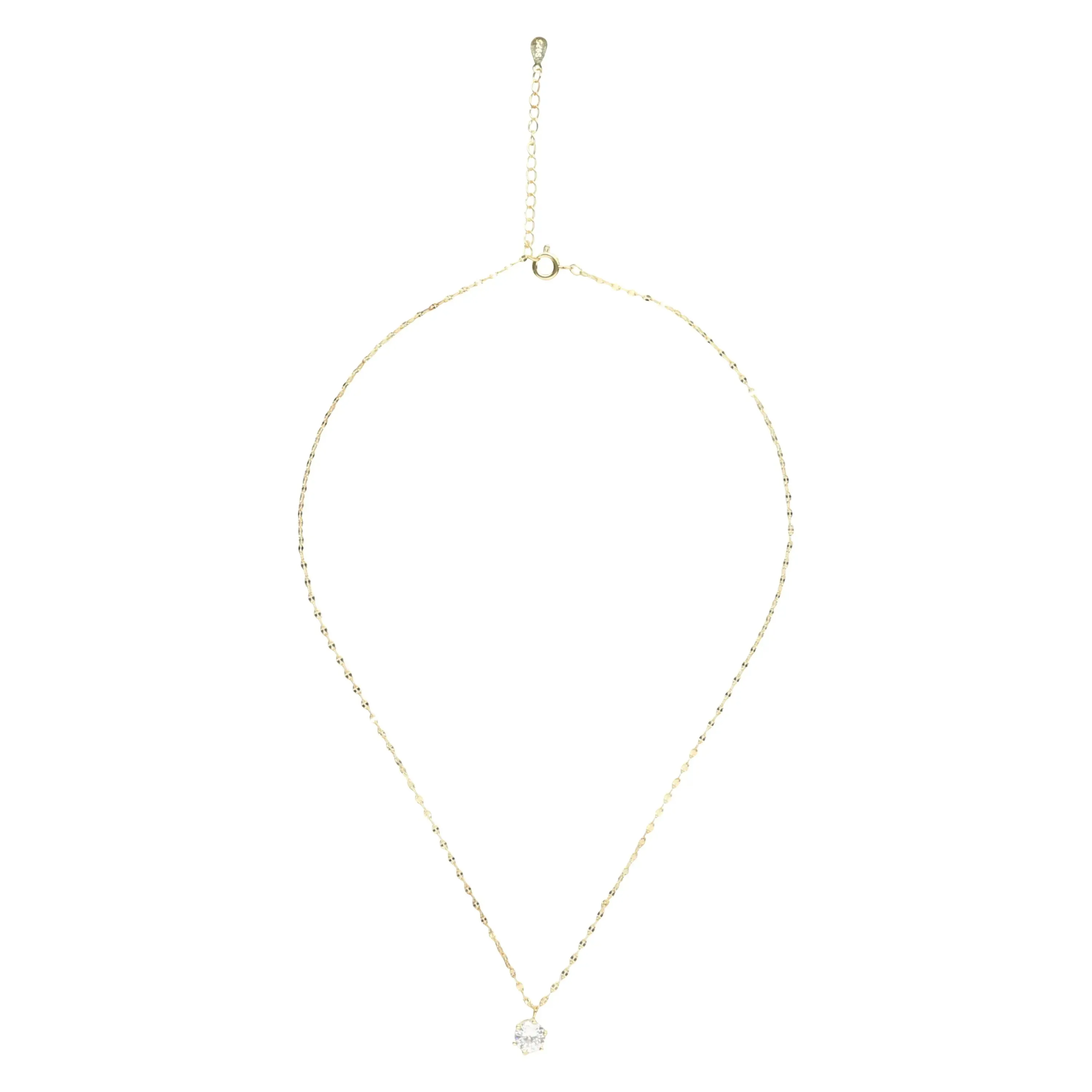 14K Gold Plated Solitaire Necklace