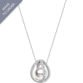 Akoya Pearl 18K White Gold Stand Out Designs Elegant Diamonds Necklace