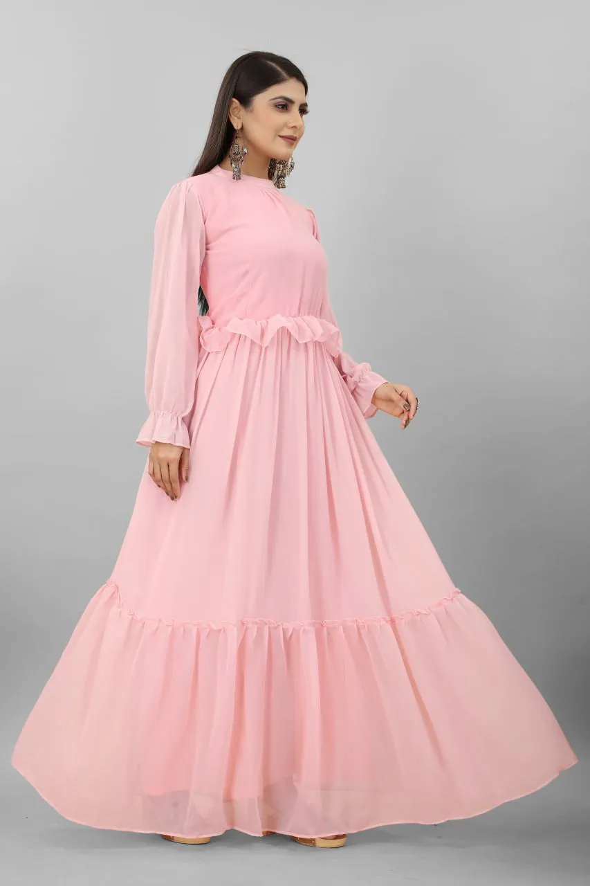 Amazing Pink Color Flowy Dress