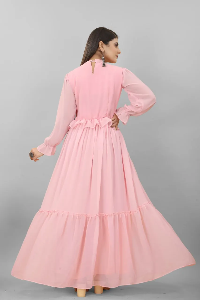 Amazing Pink Color Flowy Dress