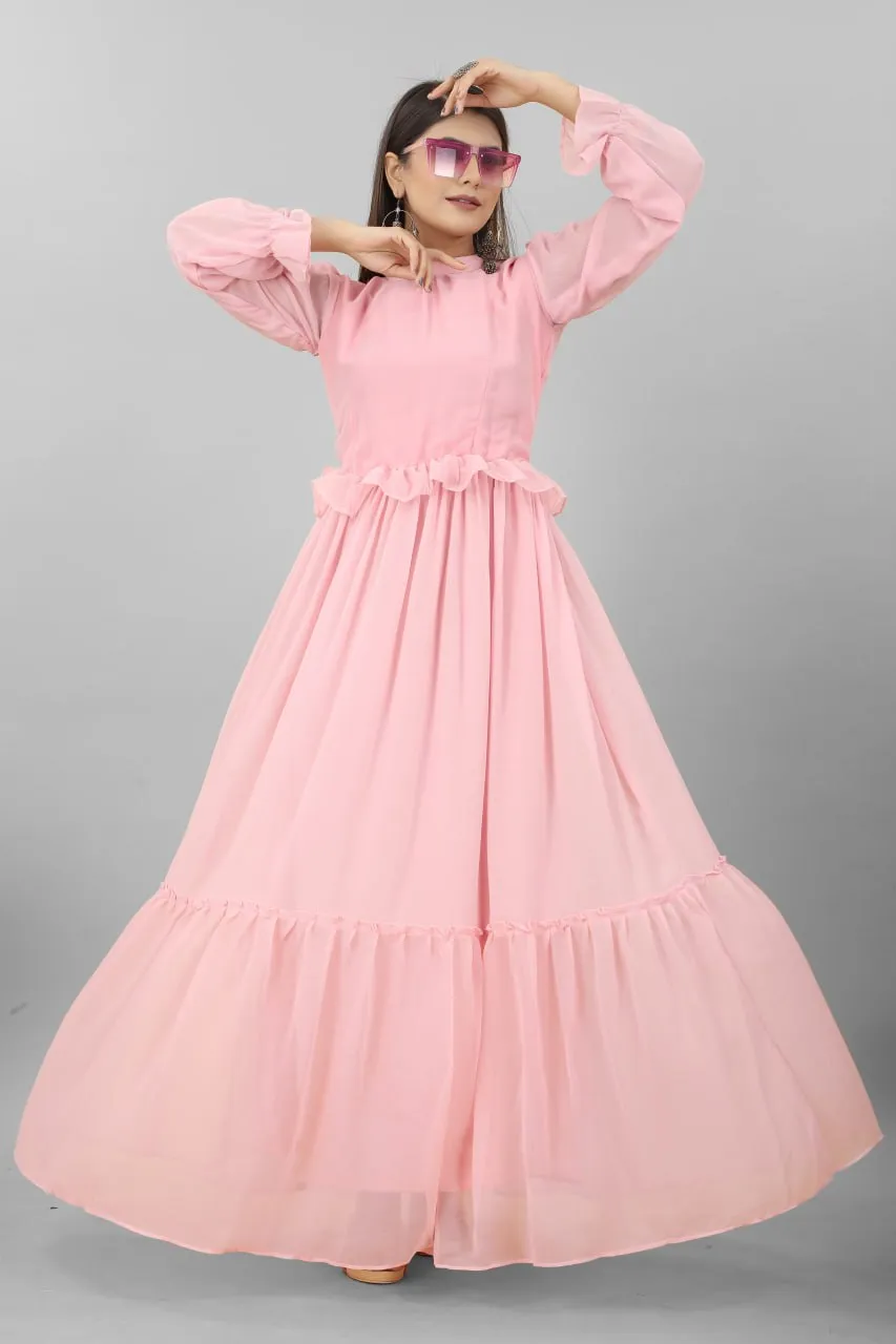 Amazing Pink Color Flowy Dress