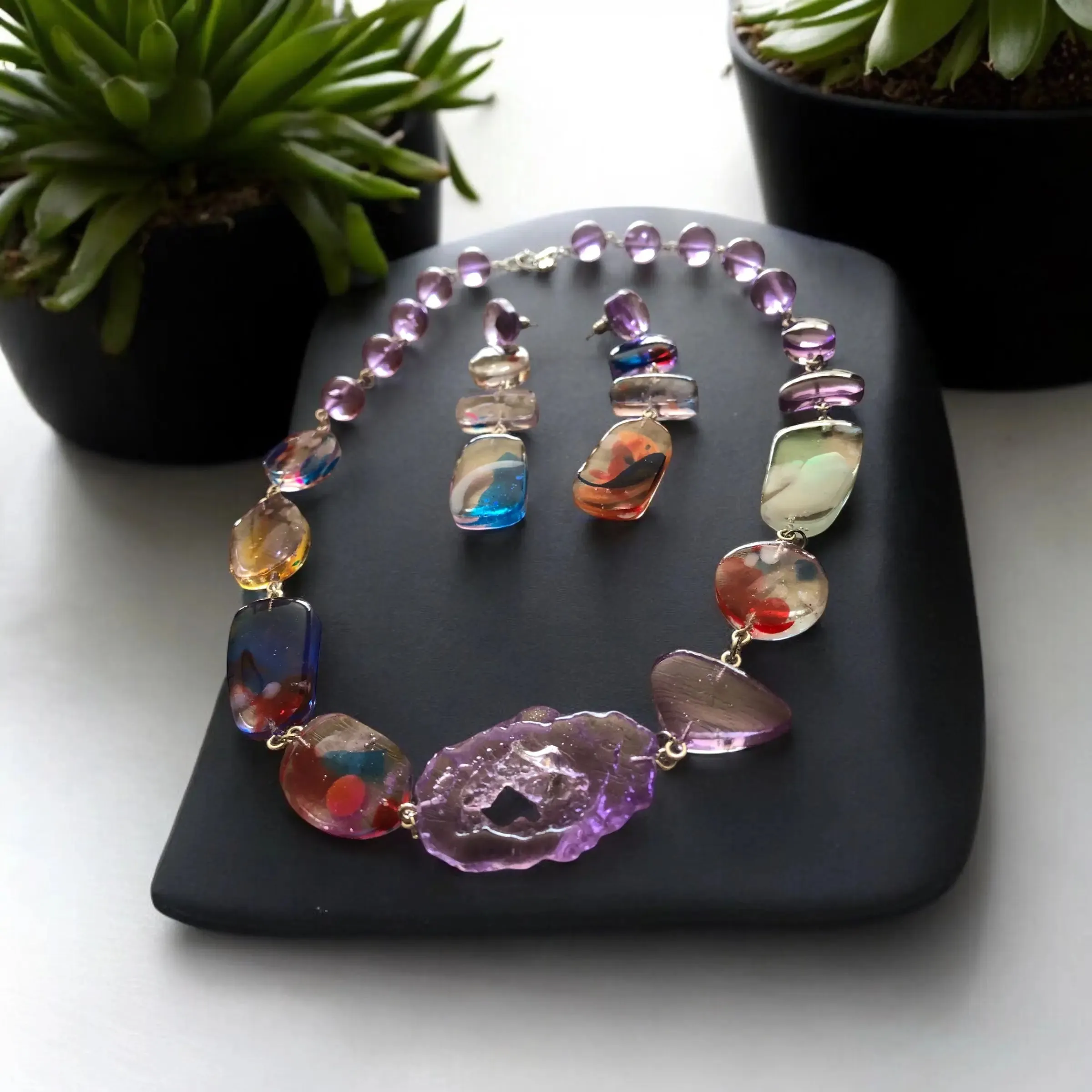 Aurora Geode Necklace Set