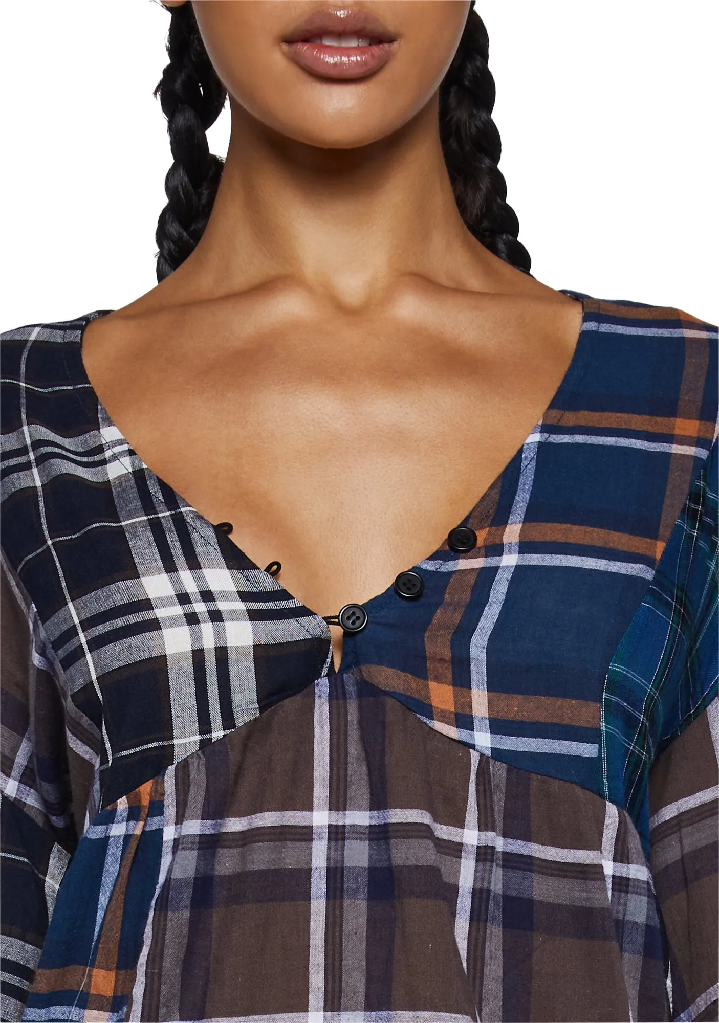 Better Together Plaid Mini Dress- Brown