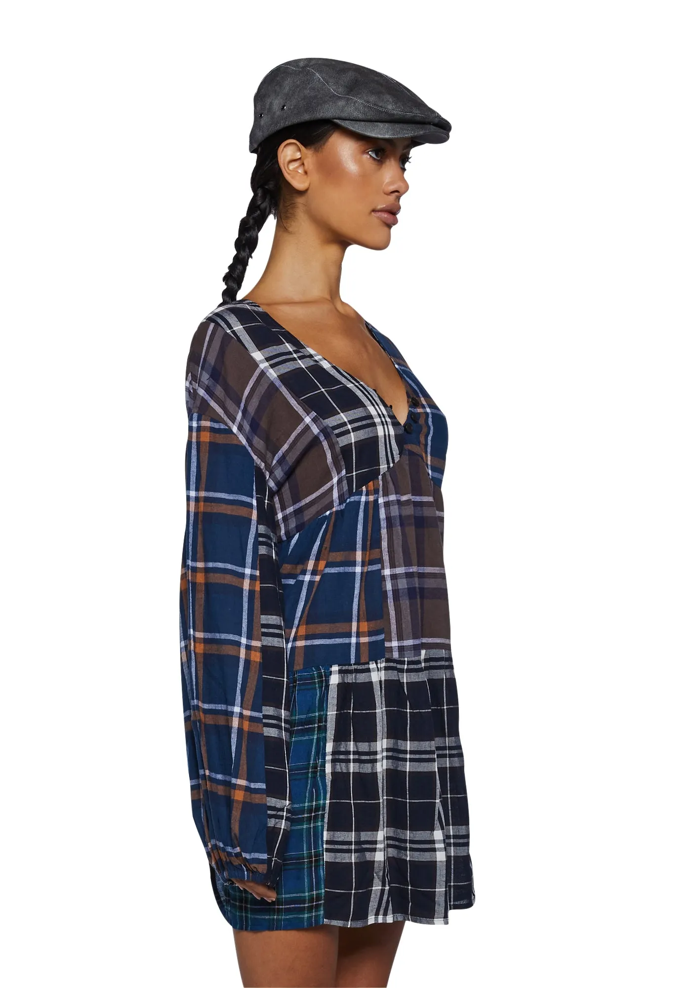 Better Together Plaid Mini Dress- Brown