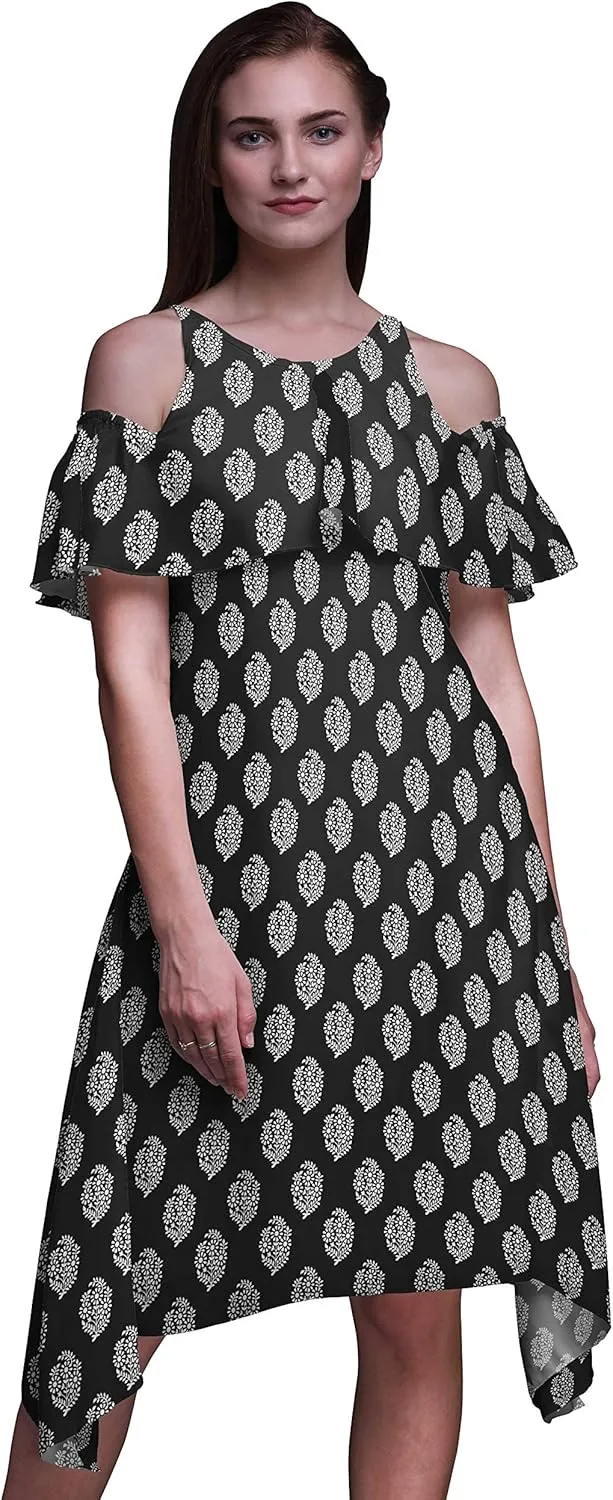 Bimba Women's Chic Style Cold Shoulder Shift Dress Summer Tunic