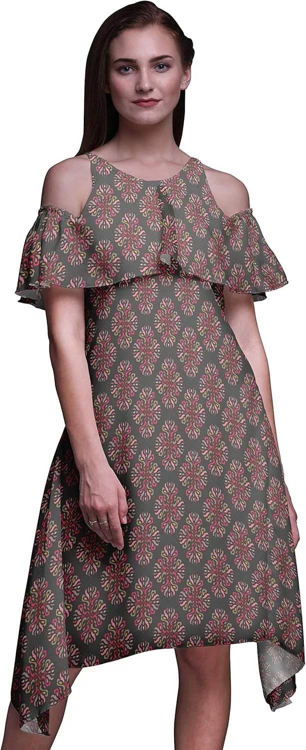 Bimba Women's Chic Style Cold Shoulder Shift Dress Summer Tunic