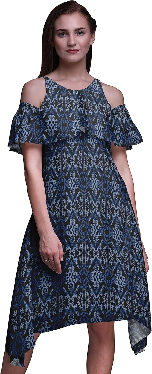Bimba Women's Chic Style Cold Shoulder Shift Dress Summer Tunic