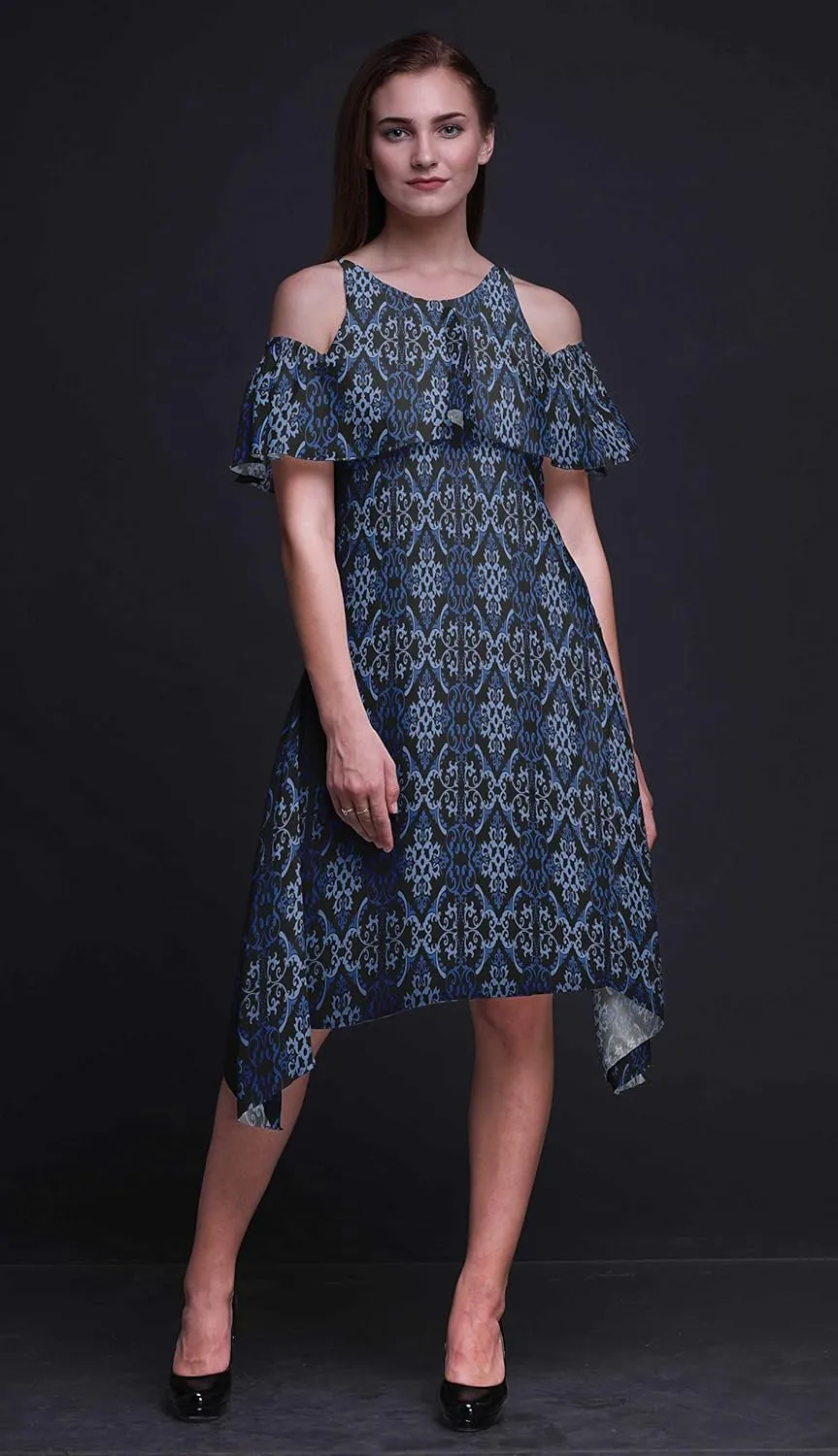 Bimba Women's Chic Style Cold Shoulder Shift Dress Summer Tunic
