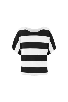 Boldly Striped Women's Batwing-Sleeved Blouse T shirt