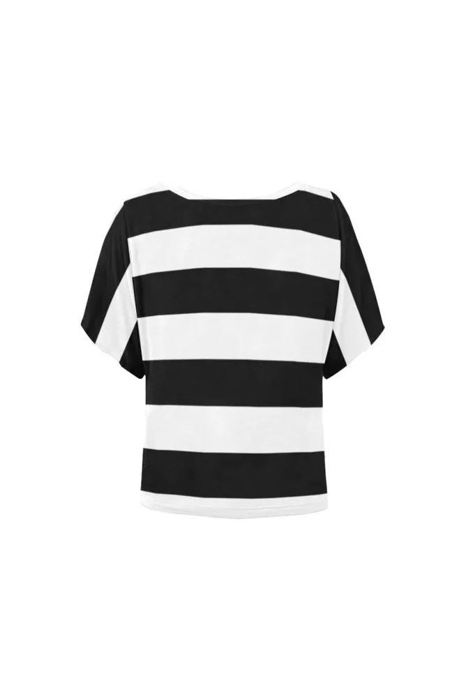 Boldly Striped Women's Batwing-Sleeved Blouse T shirt