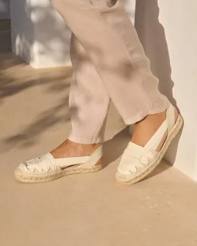 Canvas With Grosgrain|Open-Side Flat Espadrilles - Z35OM - Yucatán Natural And White