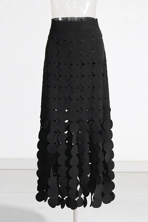 Chic Dot Panel Hollow Out Skirt