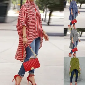 Classy Button Comfortable Versatile Loose Striped Shirt