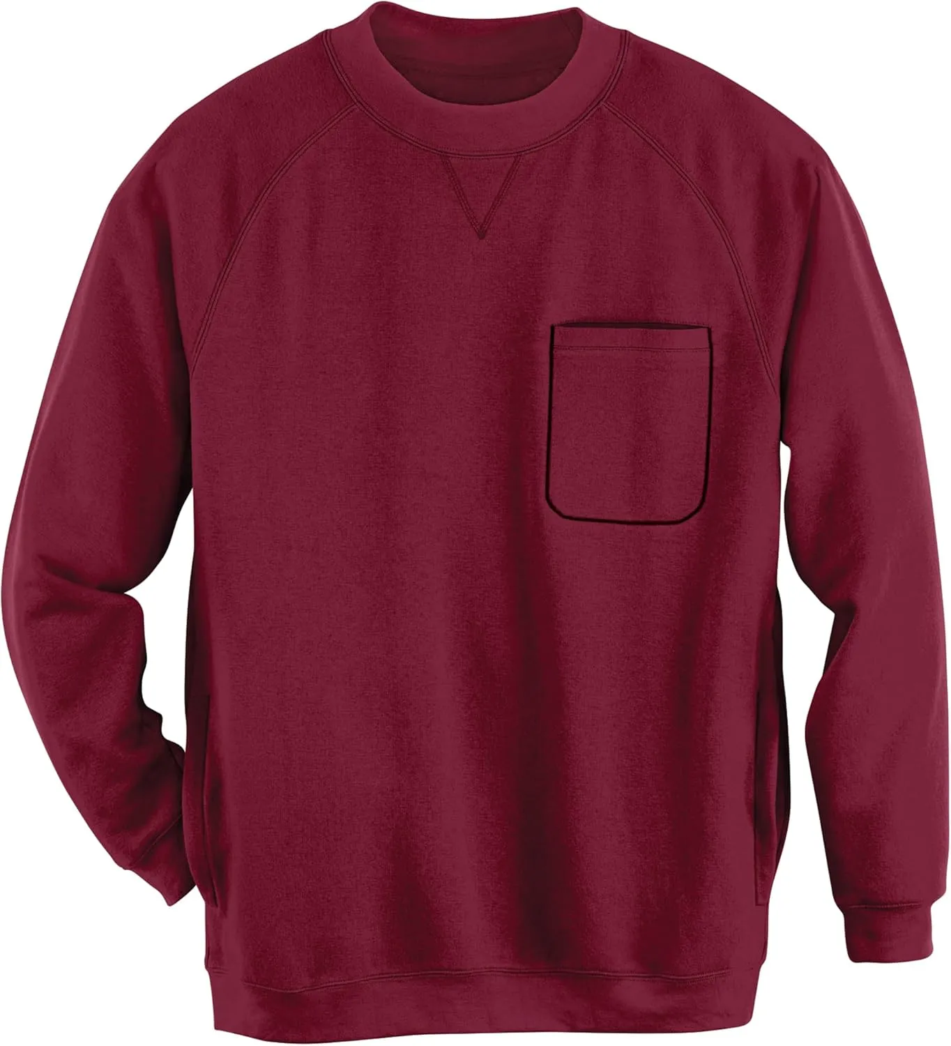 Collections Etc Men's Chest Pocket Comfortable Crewneck Sweatshirt