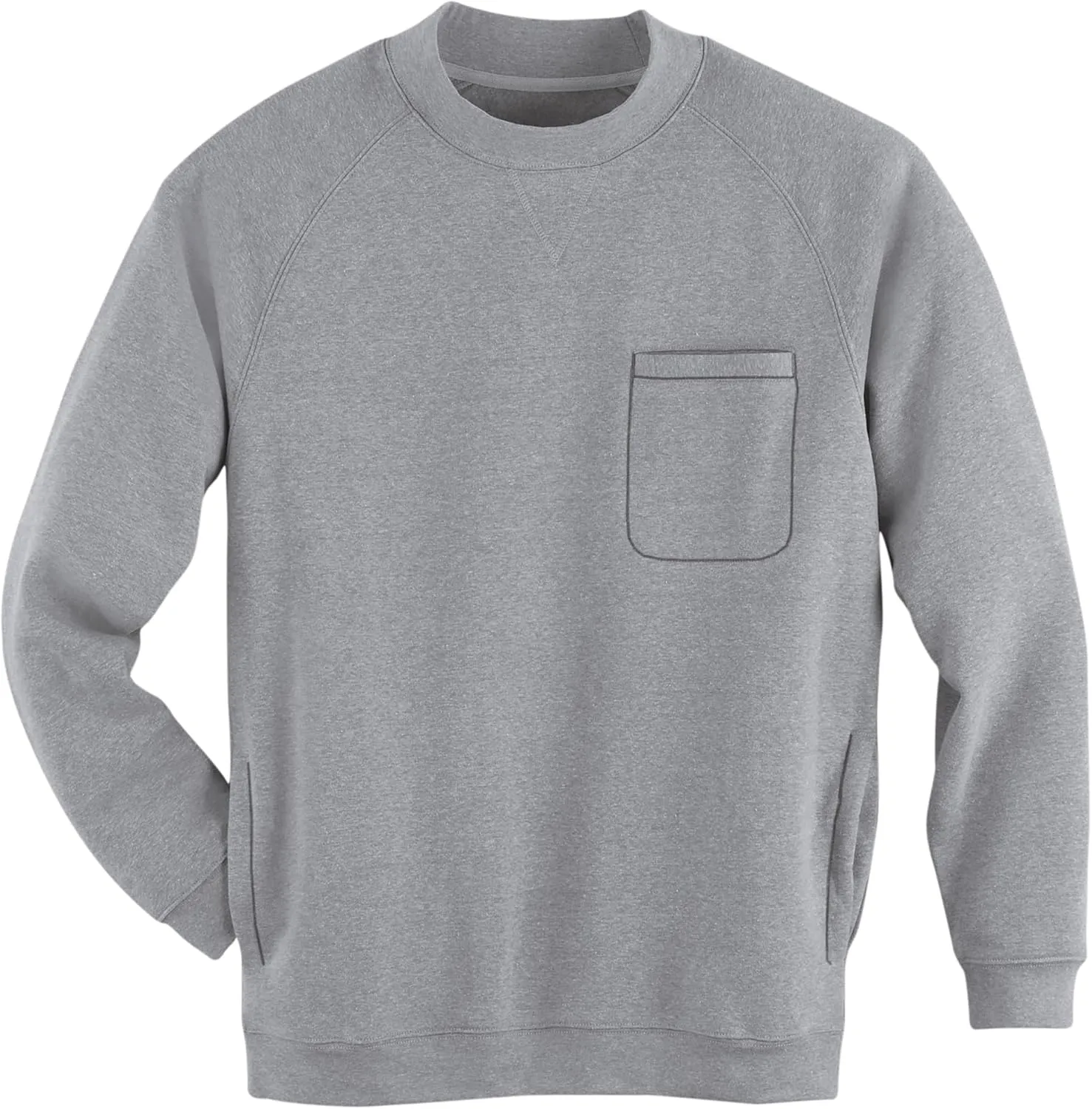 Collections Etc Men's Chest Pocket Comfortable Crewneck Sweatshirt