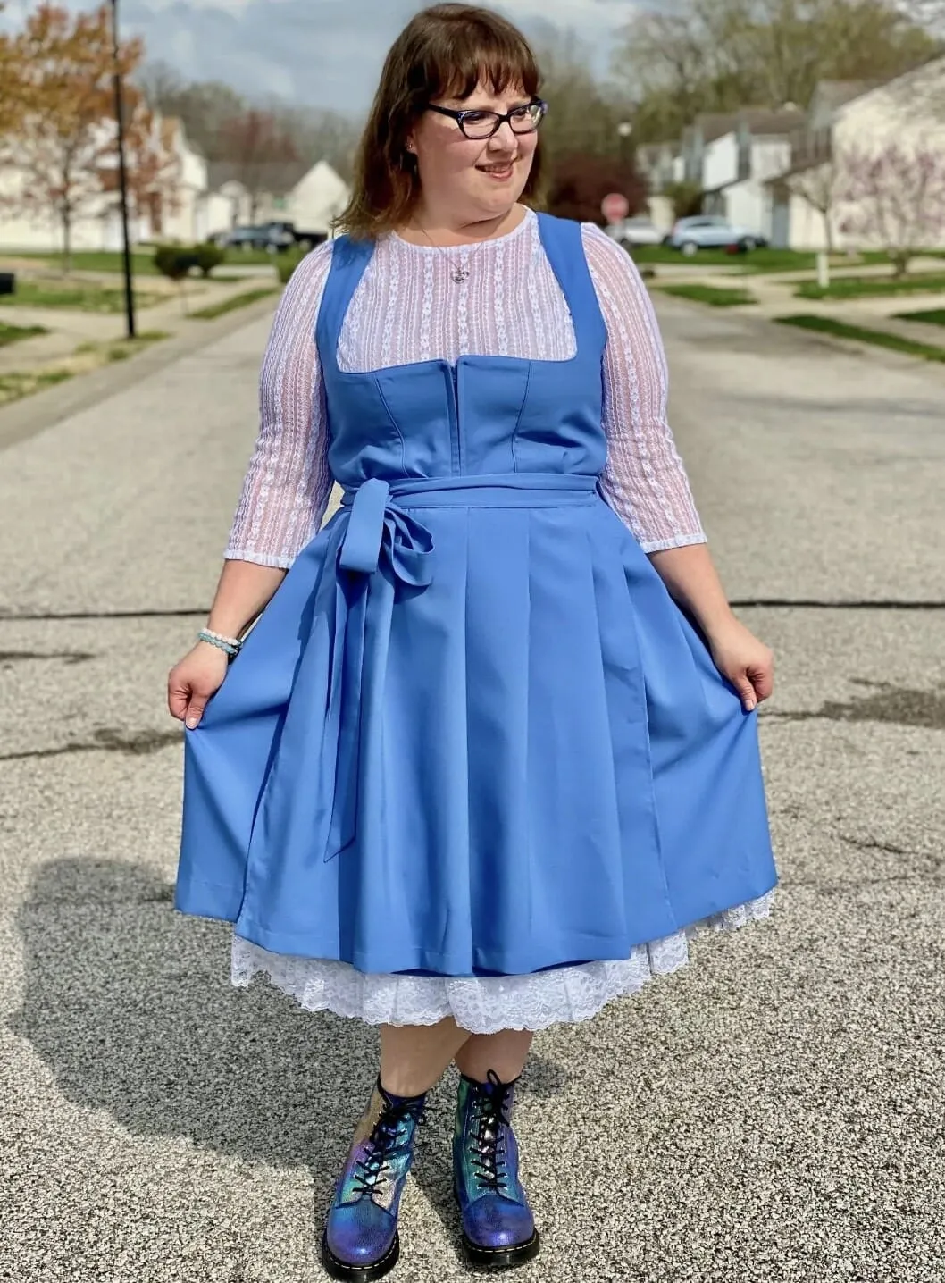 Crew Neck Modest Dirndl Blouse