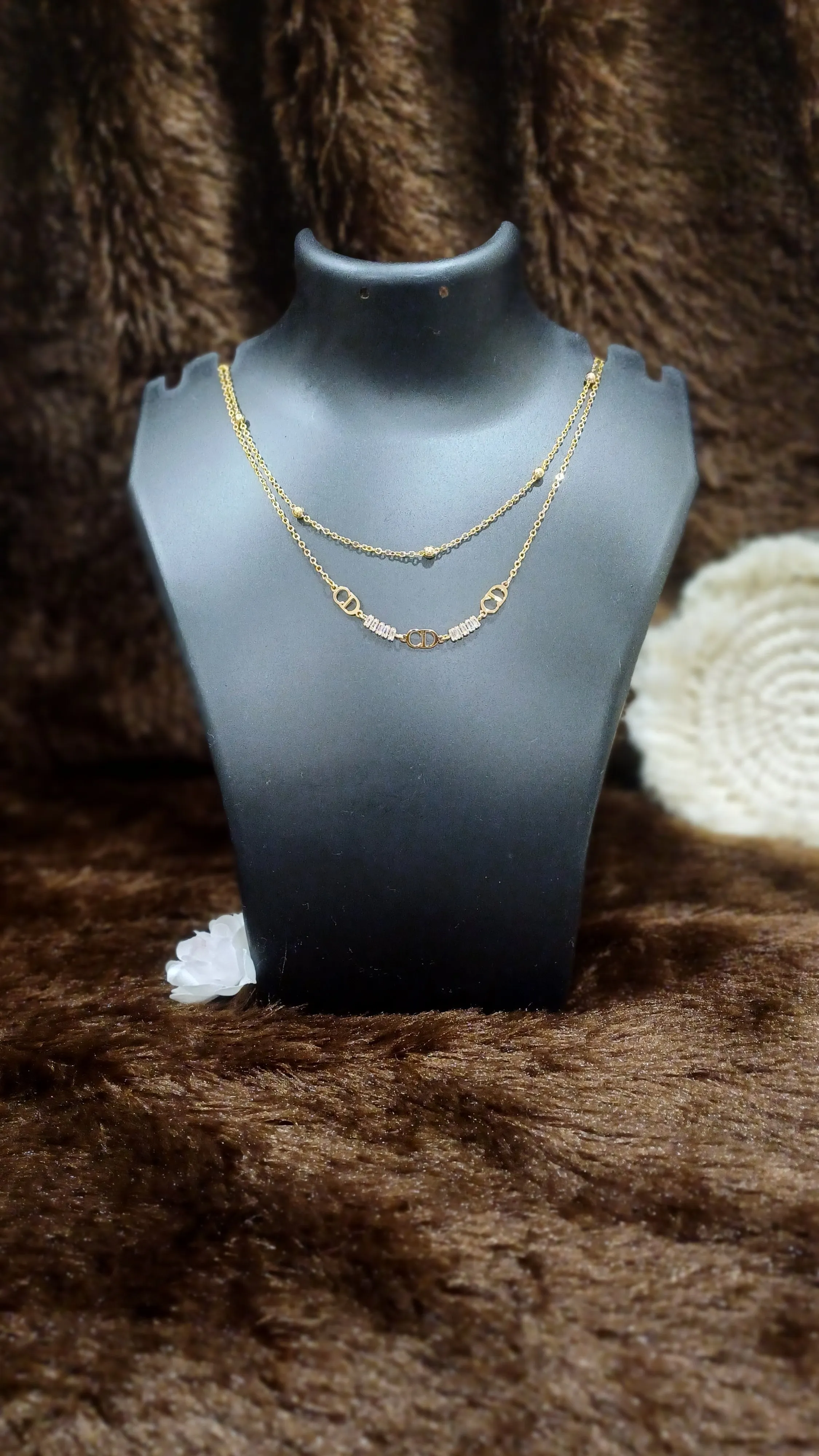 Double chained statement necklace_ American diamonds_ anti tarnish
