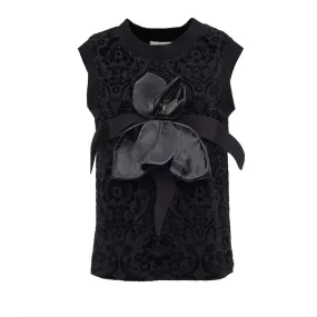 Dressy Velvet Sleeveless Blouse With Decor Black