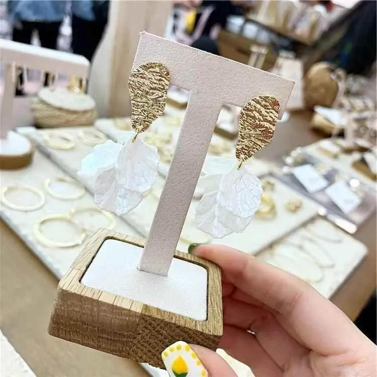 Earrings Charm Jewelry Korean White Flower Pattern