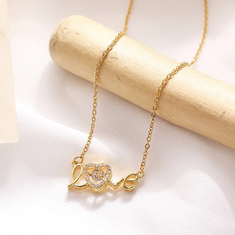 Elegant "Love" Heart Pendant Necklace – Titanium Steel Clavicle Chain