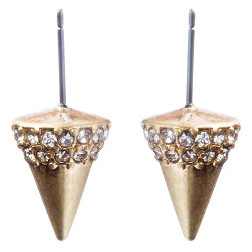 Fancy Jewelry Crystal Rhinestone Polished Cone Shape Design Earrings E865 TQ