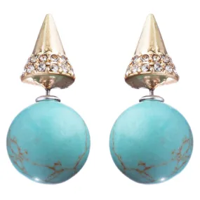 Fancy Jewelry Crystal Rhinestone Polished Cone Shape Design Earrings E865 TQ