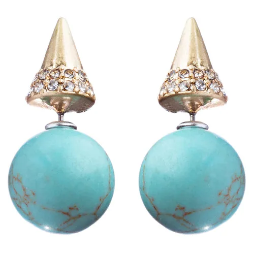 Fancy Jewelry Crystal Rhinestone Polished Cone Shape Design Earrings E865 TQ