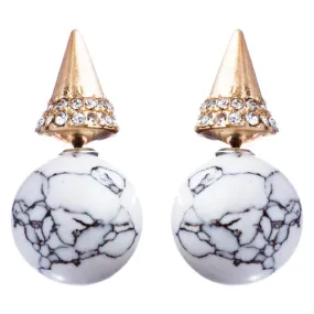 Fancy Jewelry Crystal Rhinestone Polished Cone Shape Design Earrings E865 White