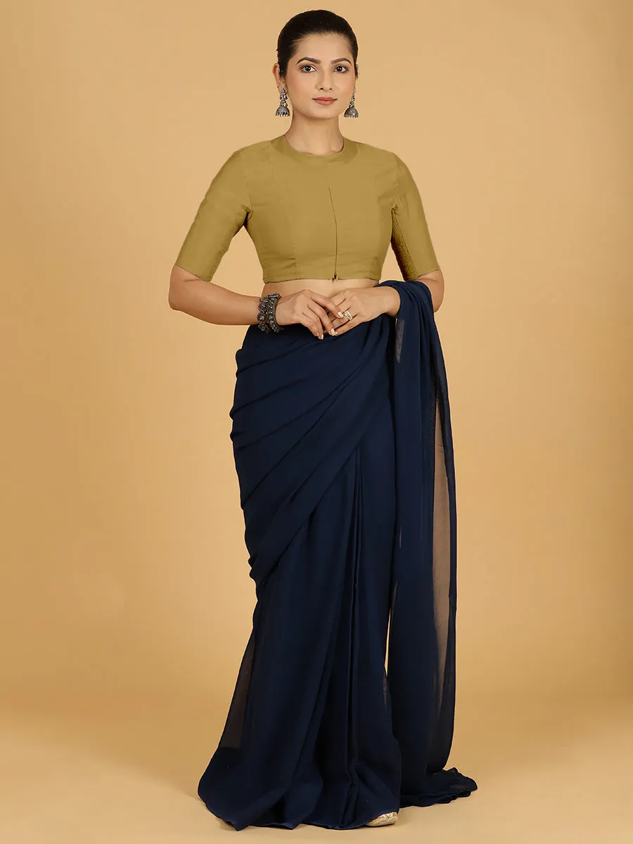 Farida x Rozaana | Regular Sleeves Saree Blouse in Dijon Mustard