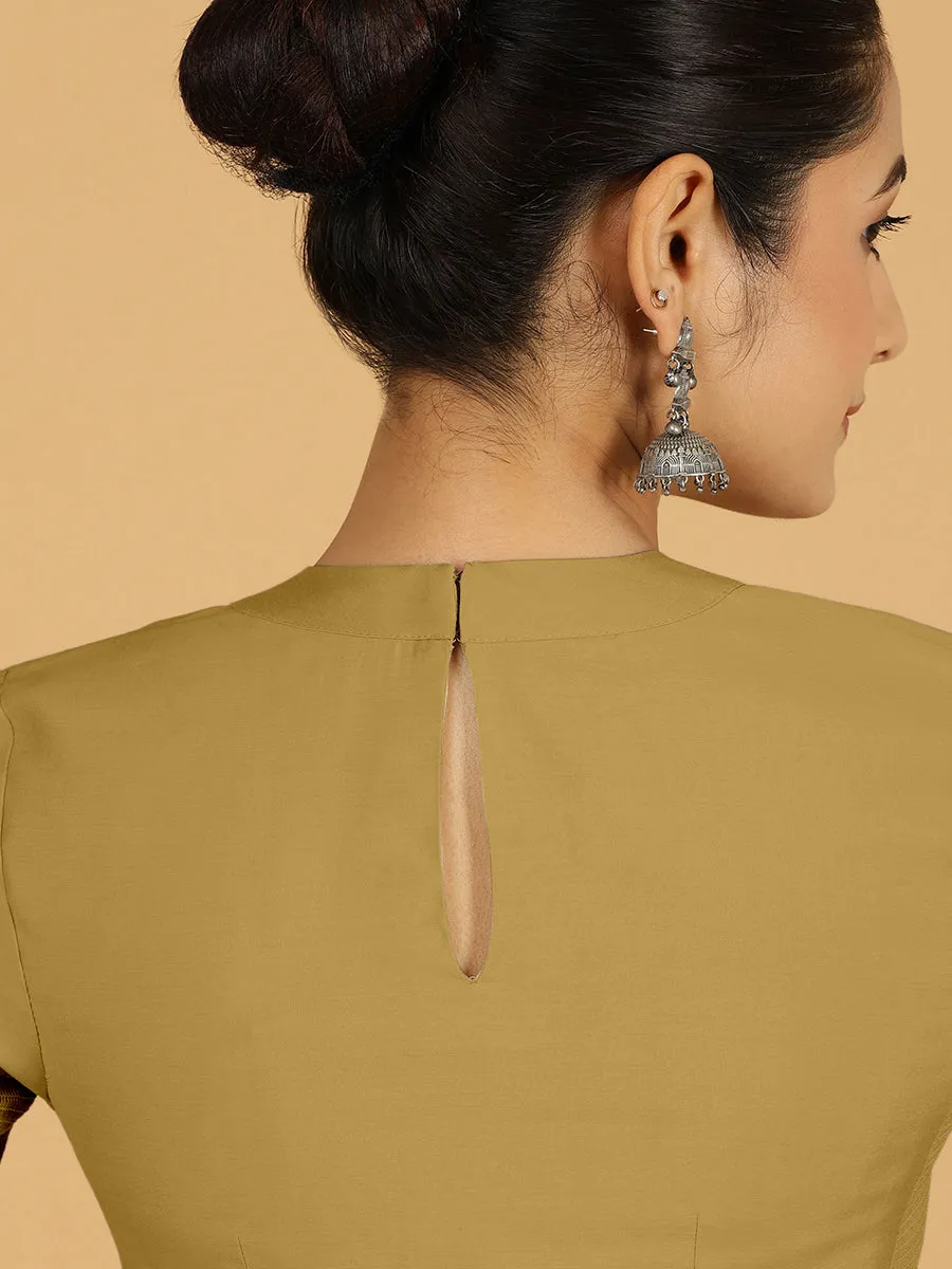 Farida x Rozaana | Regular Sleeves Saree Blouse in Dijon Mustard