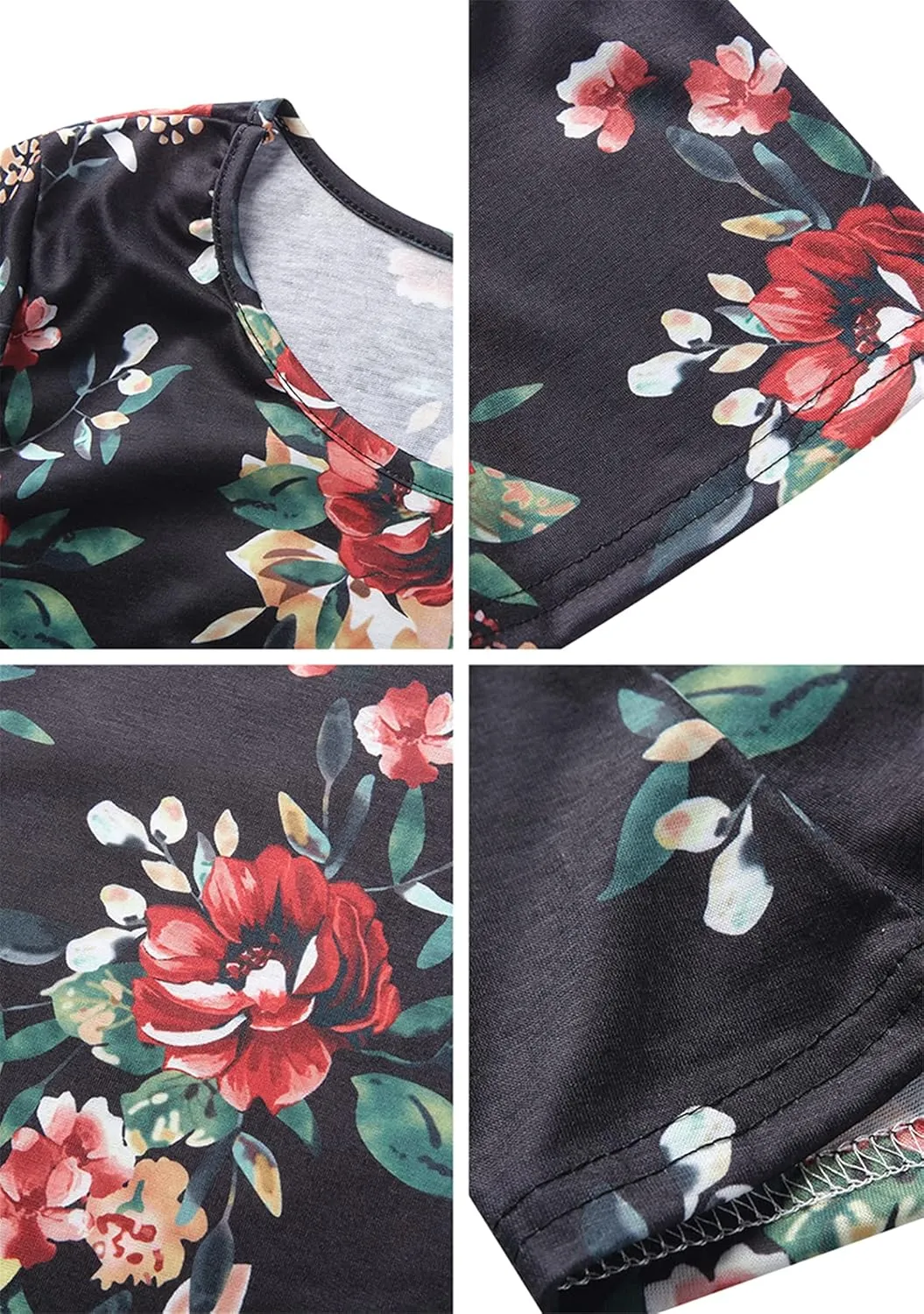 FLITAY Womens Casual Floral Simple Dress Loose Tunic T-Shirt Dress Summer Beach Flowy Dress