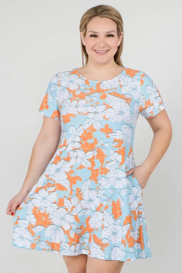 Floral Blossom Dress with Pockets Plus