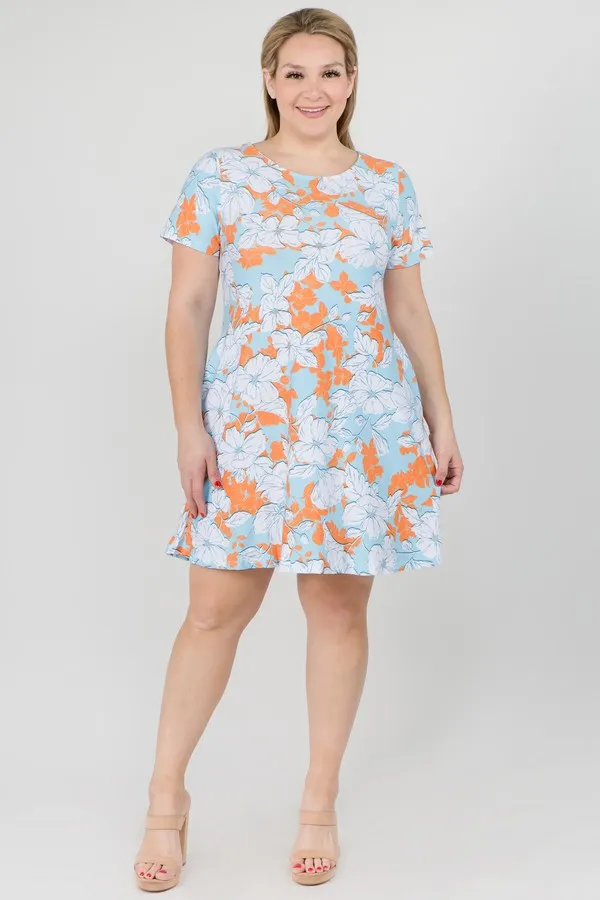 Floral Blossom Dress with Pockets Plus