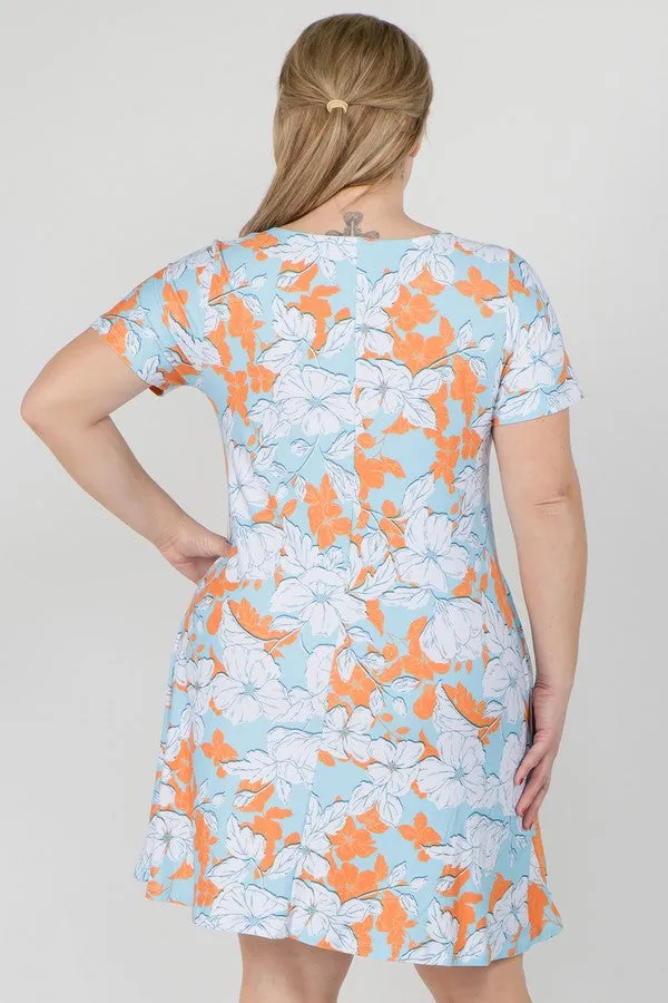 Floral Blossom Dress with Pockets Plus