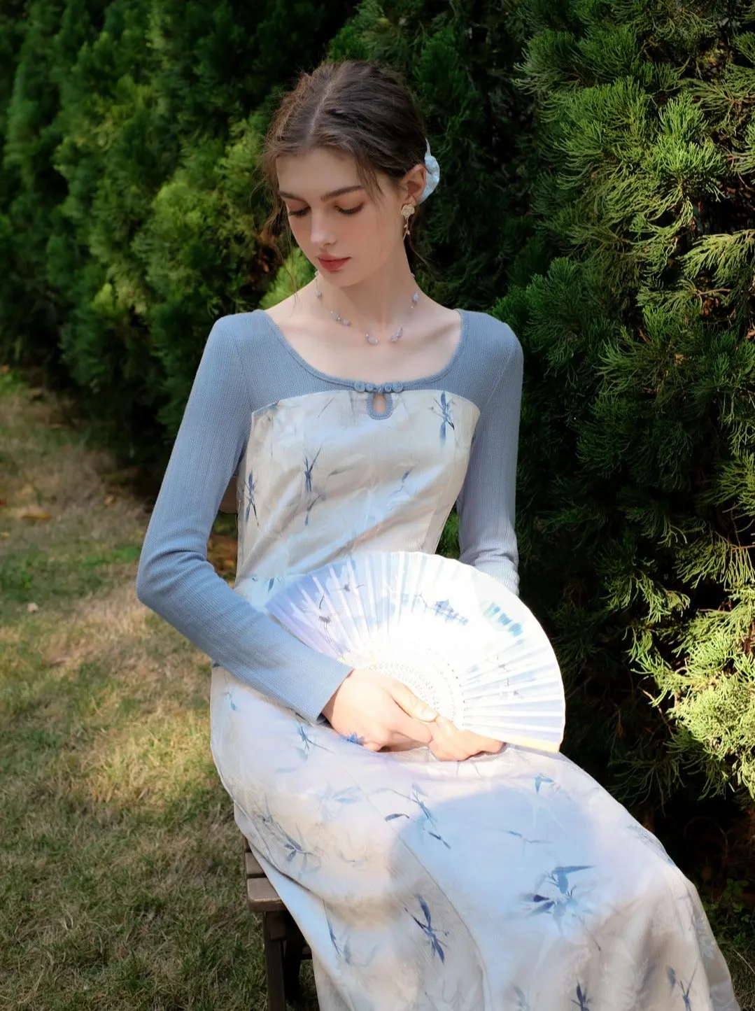 Flower Retro Ice Dress Blue