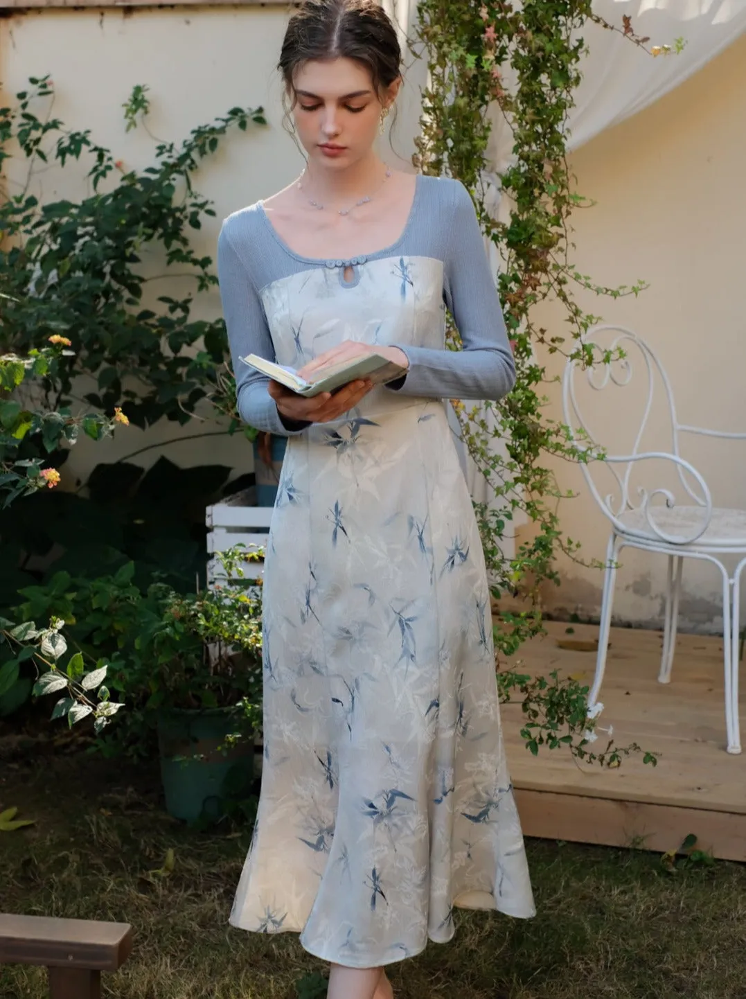 Flower Retro Ice Dress Blue
