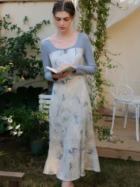 Flower Retro Ice Dress Blue