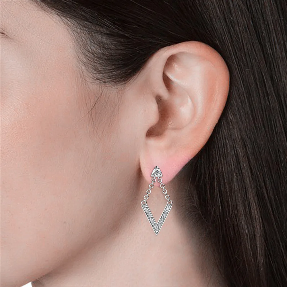 Francesca "Incredible" 18k White Gold Plated Drop Earrings with Swarovski Crystals