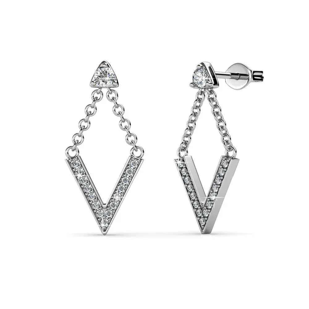 Francesca "Incredible" 18k White Gold Plated Drop Earrings with Swarovski Crystals