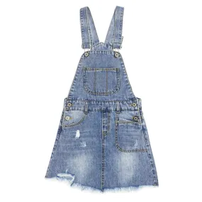 Girls Denim Skirt, Little Ripped Raw Edge Jean Summer Overall Dress