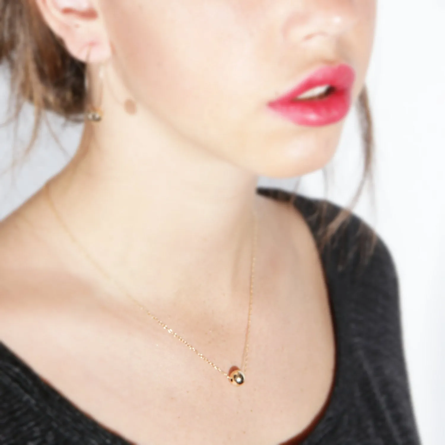 Gold Ball Necklace Ball Bead Gold Filled Chain