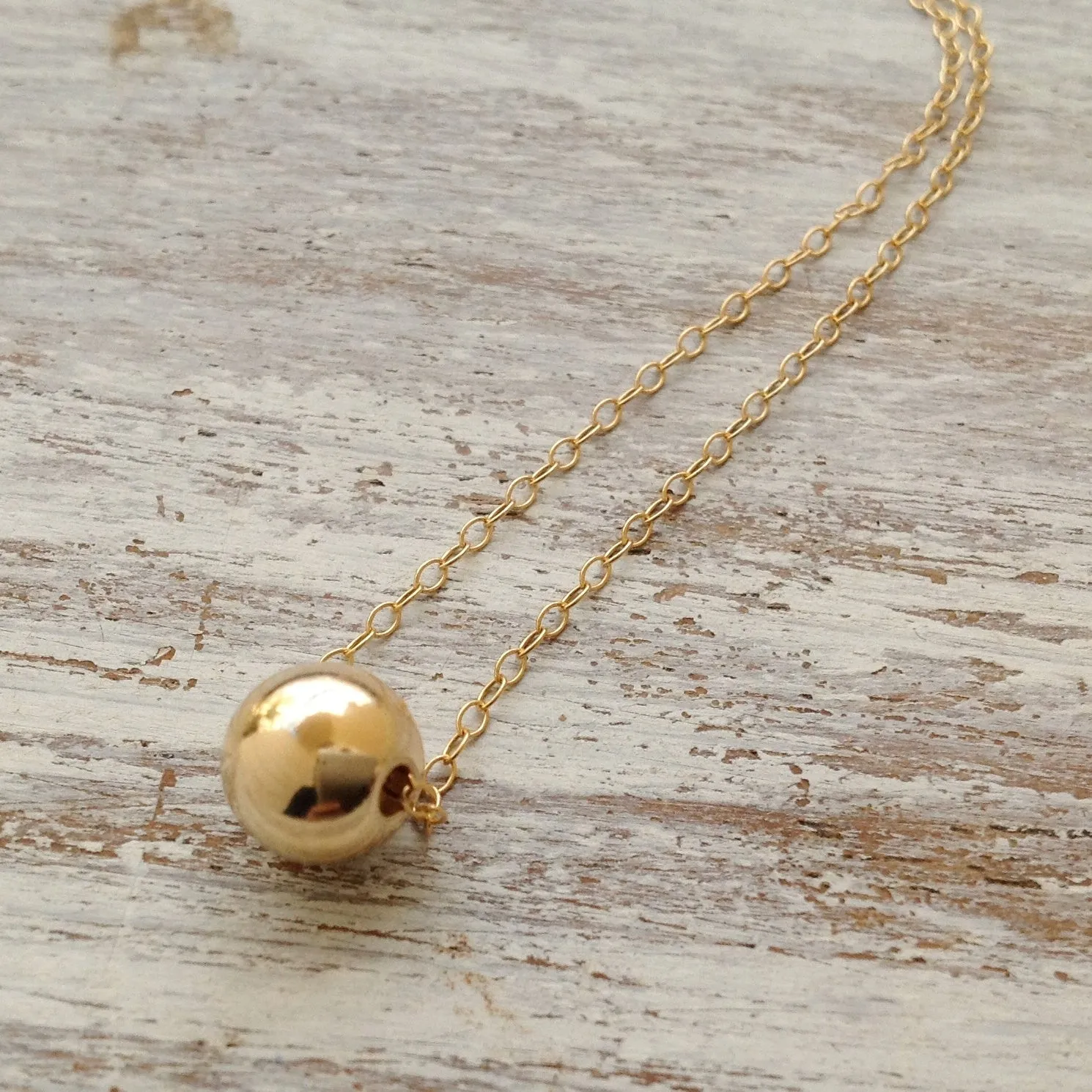 Gold Ball Necklace Ball Bead Gold Filled Chain