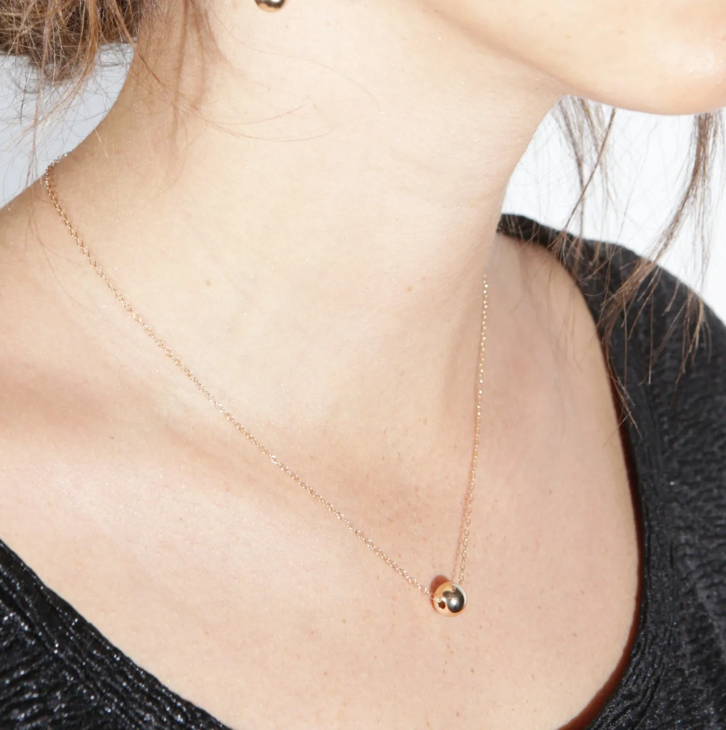 Gold Ball Necklace Ball Bead Gold Filled Chain