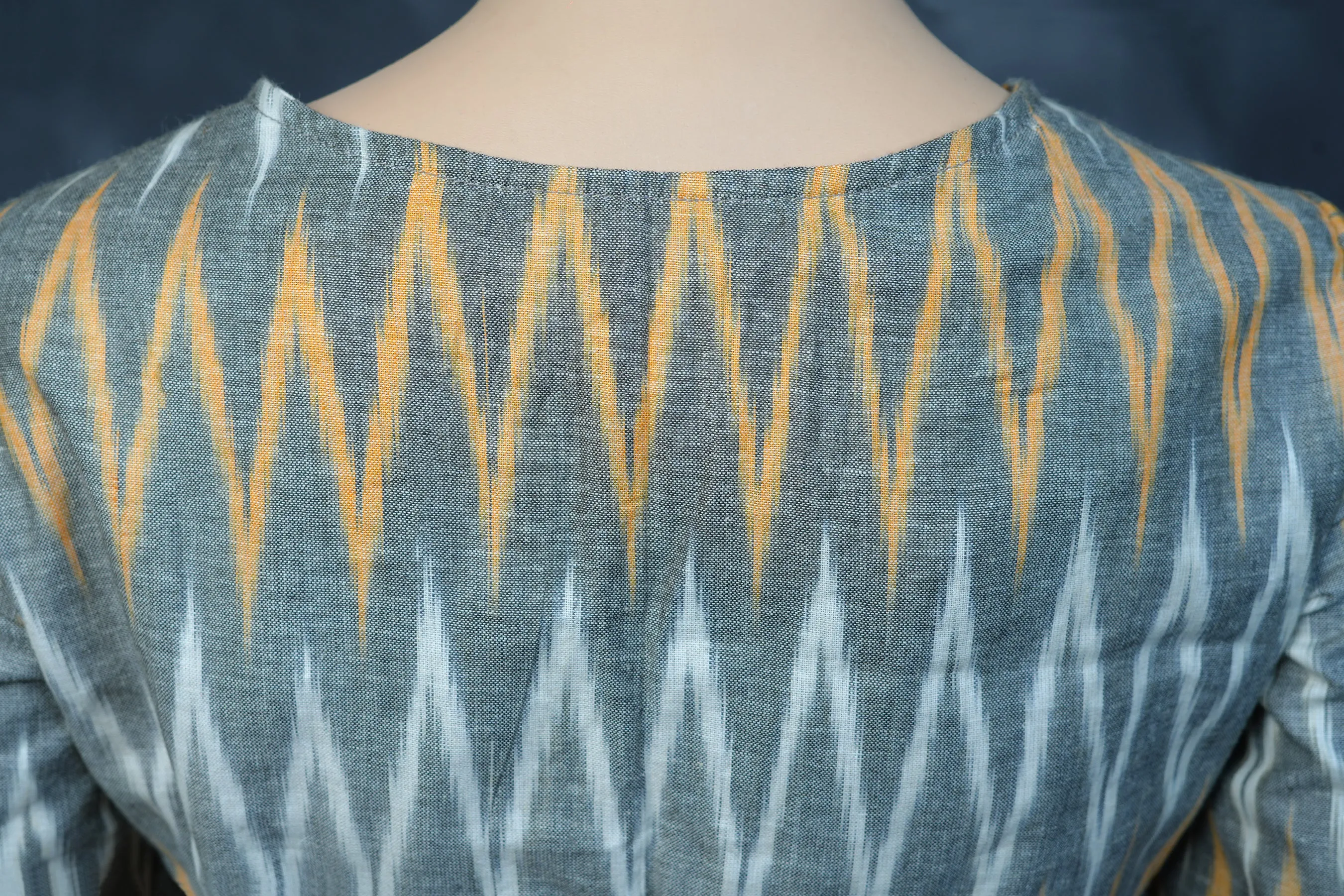 JCSFashions: Cotton Ikkat Boat Neck Fully Stitched Blouse