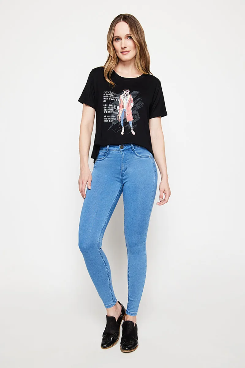 Jeans Tiro Medio Pitillo   4250
