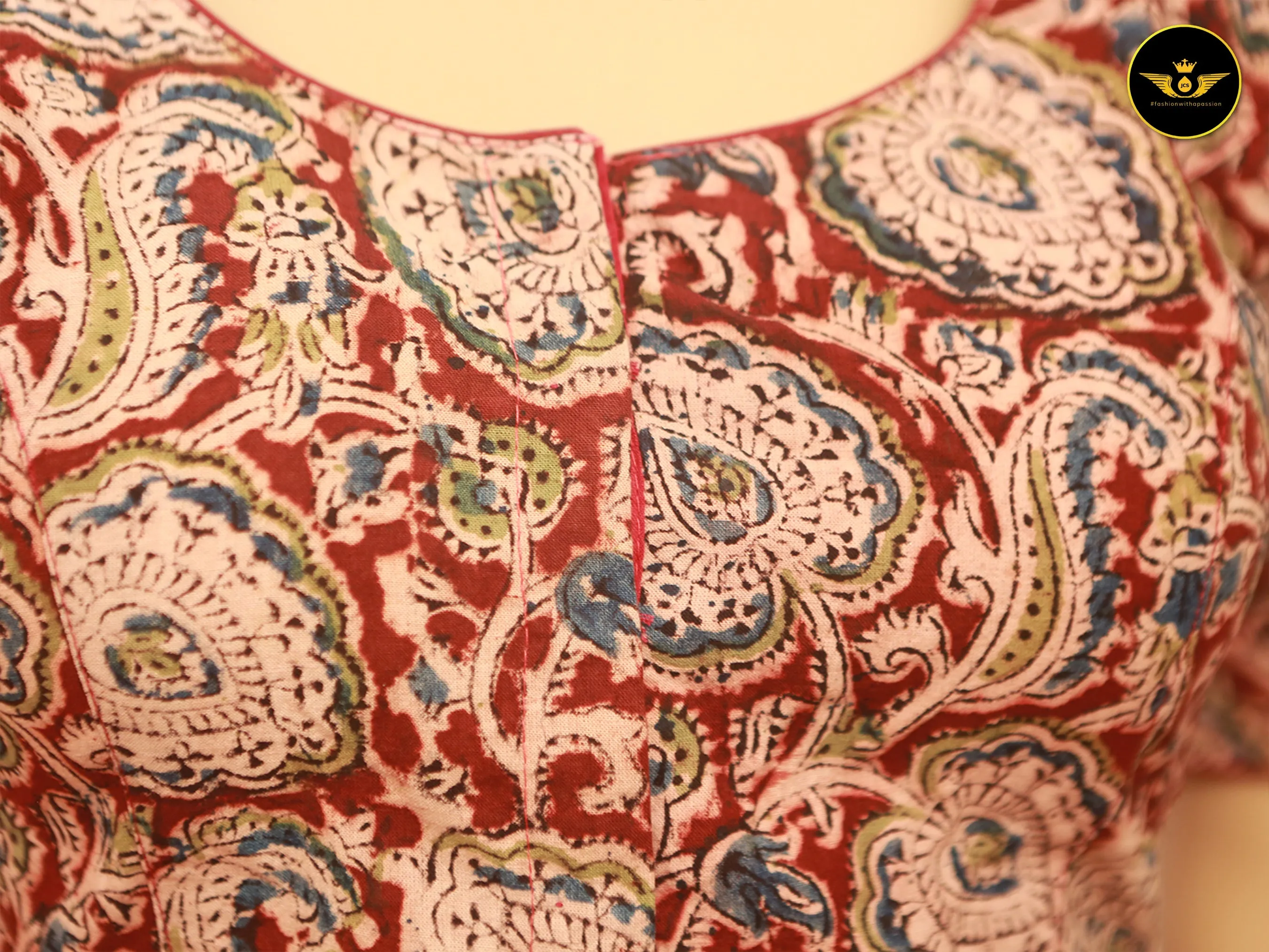 Kalamkari Cotton Readymade Padded Blouse For Traditional And Formal Wear