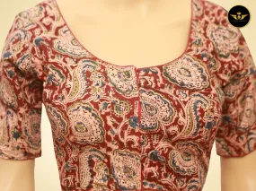 Kalamkari Cotton Readymade Padded Blouse For Traditional And Formal Wear