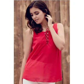 Ketty More Women Restful Sleeveless Comfortable Round Neck Lovely Prined Pattern Casual Blouse -KMWSB852