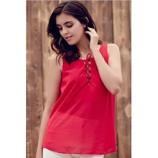 Ketty More Women Restful Sleeveless Comfortable Round Neck Lovely Prined Pattern Casual Blouse -KMWSB852
